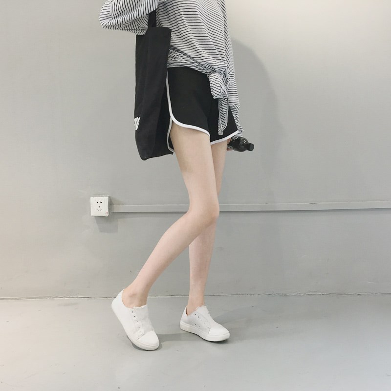 宽松有范夏季女考拉休闲撞色裤外穿健身跑步热裤ch阔腿