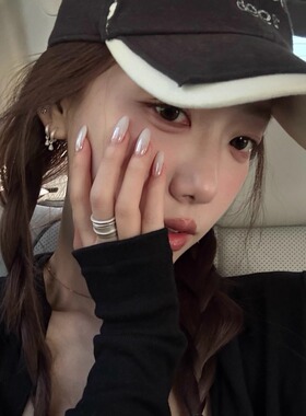 【白月光写诗】海莉许妍同款极简风手工穿戴甲珍珠极光粉纯欲ins