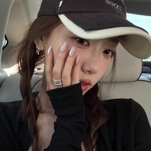 【白月光写诗】海莉许妍同款极简风手工穿戴甲珍珠极光粉纯欲ins