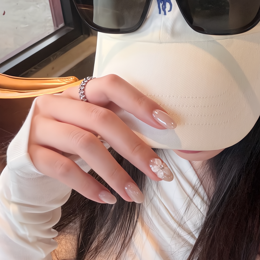 【冰花海莉】纯手工穿戴甲立体冰花高级气质清冷ins海莉镜面猫眼