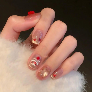 【醒狮烟花】新年氛围感纯手工立体糖葫芦穿戴甲猫眼战甲烟花美甲