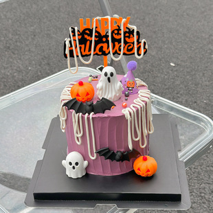 2025万圣节蛋糕装饰幽灵蝙蝠鬼脸南瓜摆件狂欢夜派对亚克力插件