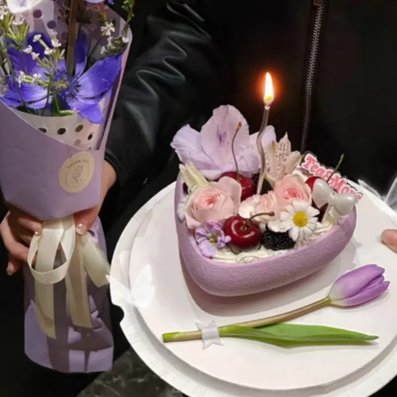 新款爱心巧克力壳玫瑰情人节蛋糕装饰情人节快乐翻糖可食用