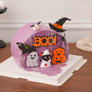 2025万圣节狂欢夜派对蛋糕装饰幽灵猫南瓜蝙蝠蜘蛛烘焙节日摆件