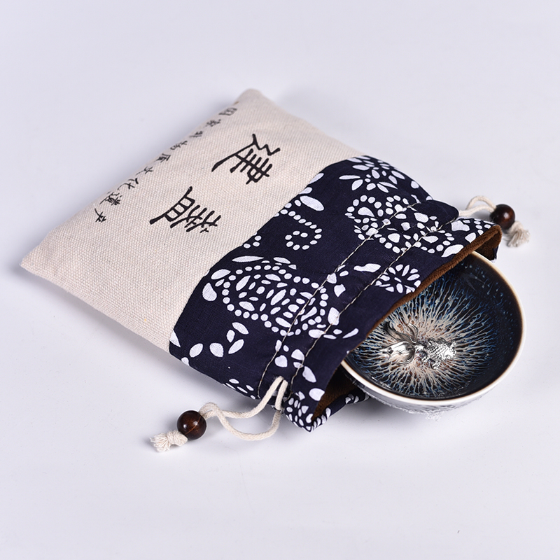 手工建盏布袋双层绒布主人杯茶盏图片