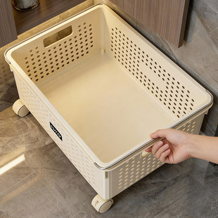 日本浴室柜下脏衣篓家用脏衣服收纳篮带轮推车杂物洗衣篮储物筐子