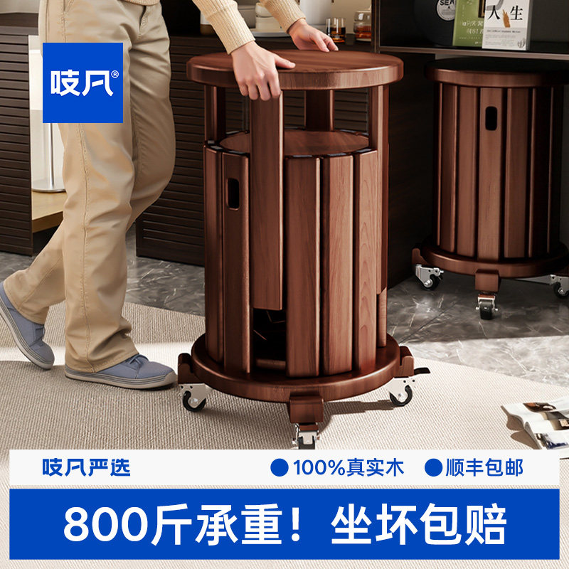 日本叠叠凳子家用可叠放加厚耐用结实实木圆凳堆叠餐桌高椅子板凳