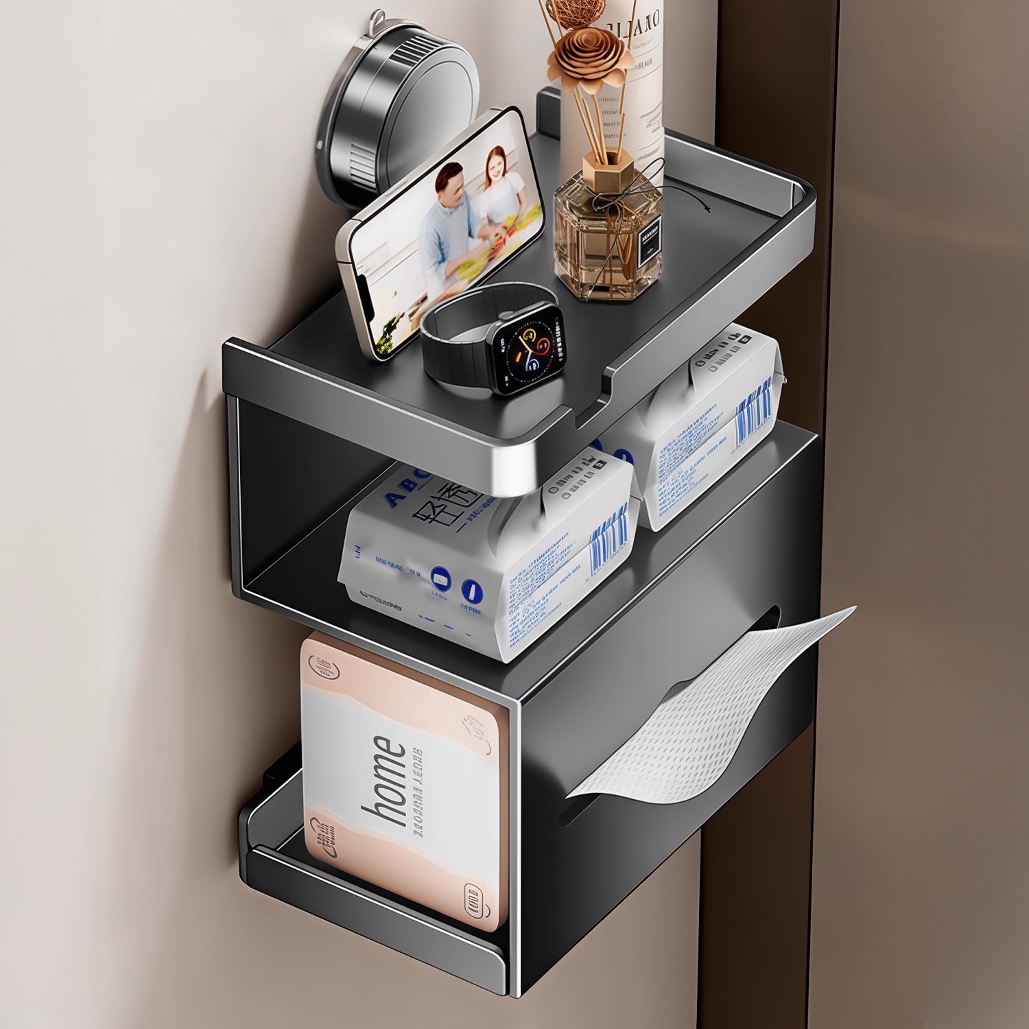 日本卫生间吸盘厕纸盒