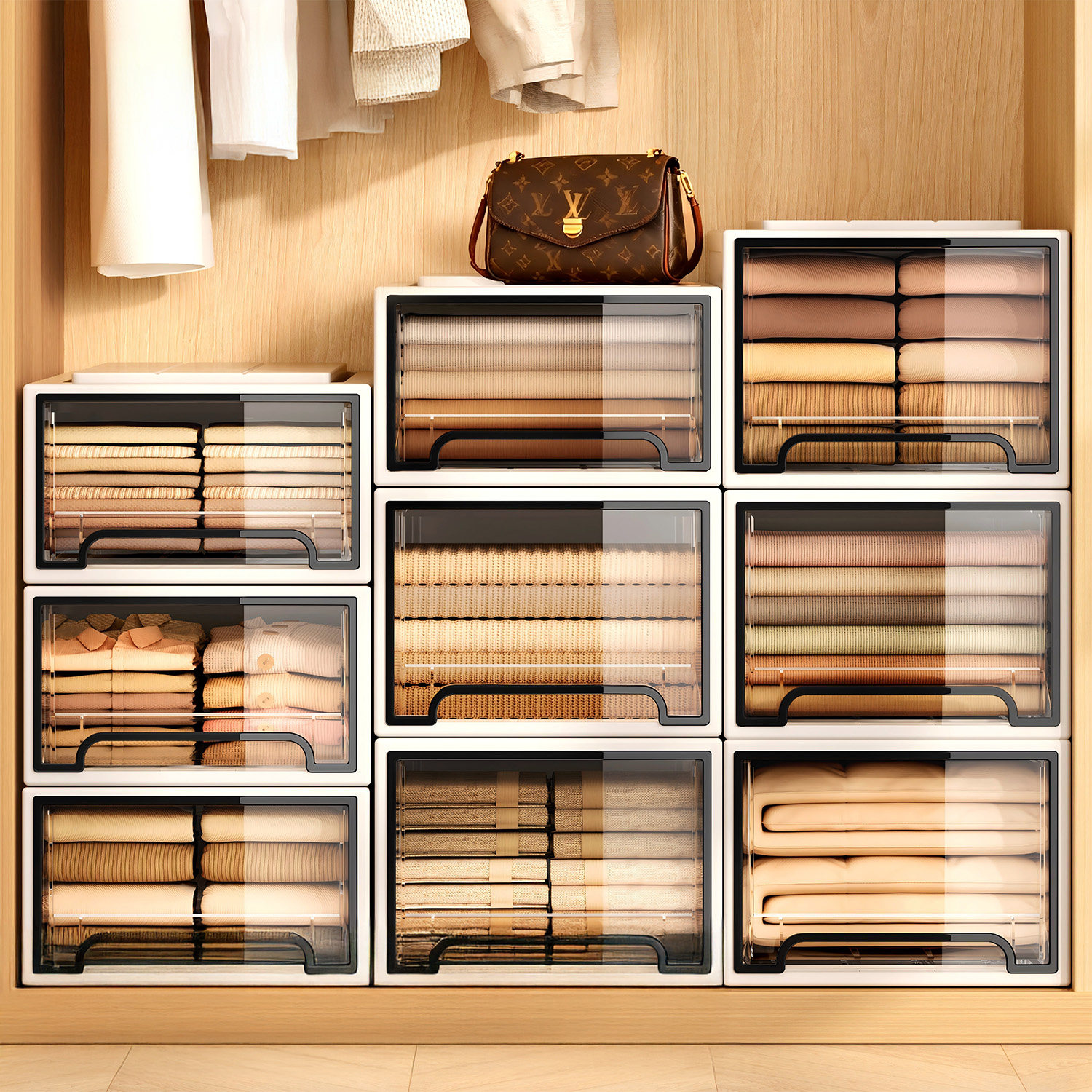 日本衣柜收纳盒整理盒抽屉式收纳箱装衣物专用家用透明衣服整理箱