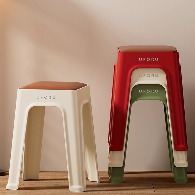 日本凳子塑料加厚家用可叠放椅子