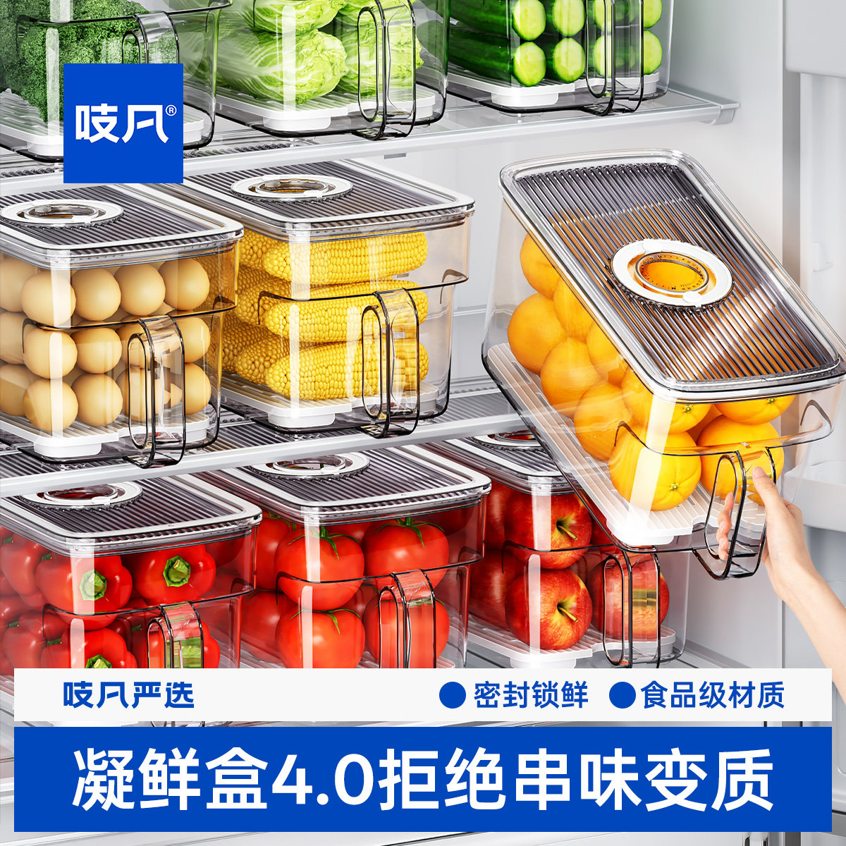 日本冰箱收纳盒整理盒保鲜盒食品级专用蔬菜鸡蛋冷冻神器储物盒子