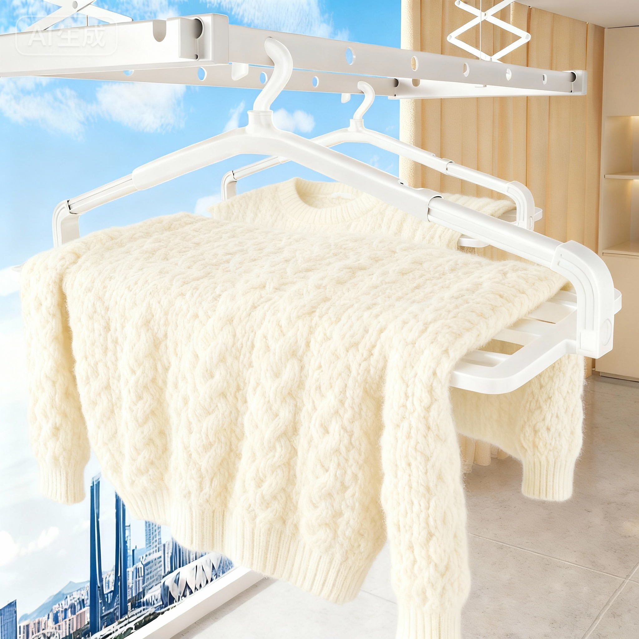 日本折叠伸缩大衣架挂衣家用加粗