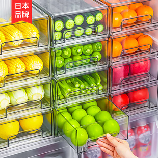 日本冰箱冷冻抽屉式 收纳盒鸡蛋专用保鲜盒食品级抽拉储物整理神器