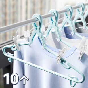 日本防风衣架子带夹子自动卡扣高楼室外防吹走防掉落晾衣架固定扣