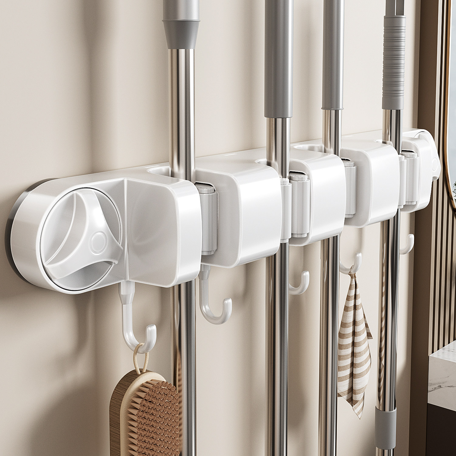 日本吸盘拖把壁挂夹免打孔卫生间拖把夹挂拖布挂钩固定架收纳神器,收纳整理,挂钩/粘钩,淘宝优惠券,粉丝福利购,淘宝优惠卷