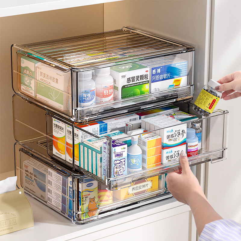 日本家用药箱家庭装抽屉式药物收纳盒大容量医药箱儿童药品小药盒 收纳整理 医药箱 原图主图