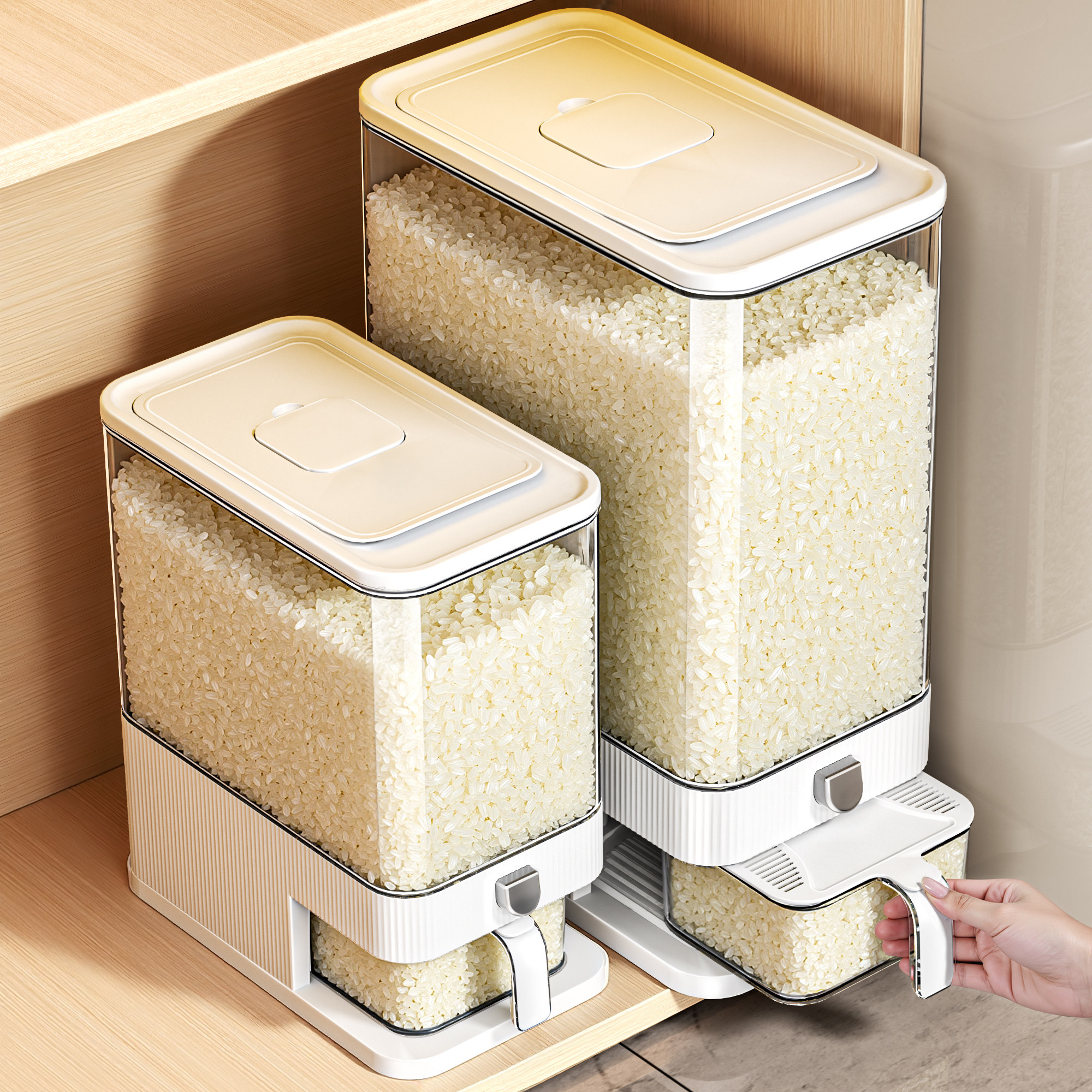 日本厨房米桶家用食品级小型橱柜嵌入式米箱窄款抽屉式大口径收纳,家装主材,米桶,淘宝优惠券,粉丝福利购,淘宝优惠卷