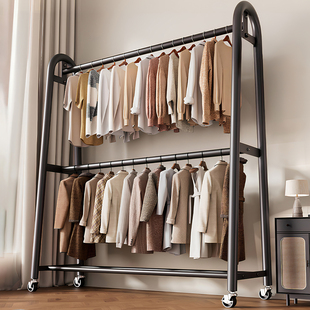 日本衣架卧室落地家用挂衣架晾衣室内衣服架子杆加粗加厚超强承重