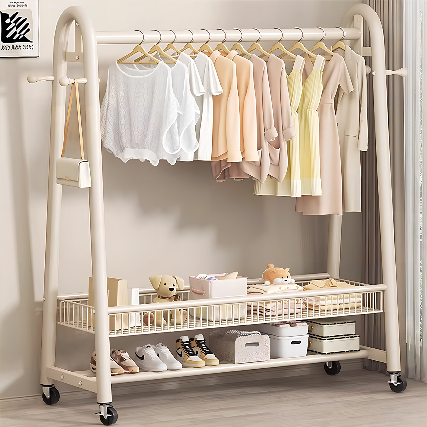 日本压不弯卧室落地挂衣架