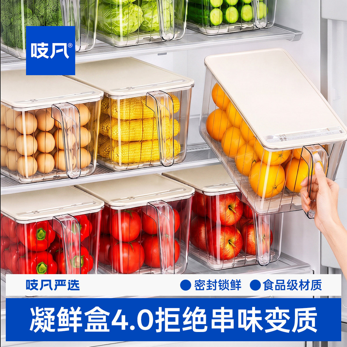 日本冰箱收纳盒整理盒保鲜盒食品级专用蔬菜鸡蛋冷冻神器储物盒子