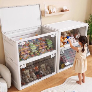 日本玩具收纳箱高颜值客厅大容量超大家用折叠带轮储物柜收纳神器