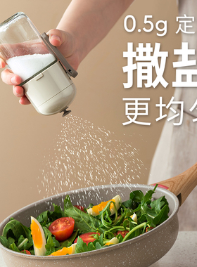 日本定量盐罐调料罐厨房家用玻璃调料盒撒料控盐瓶调味瓶收纳套装