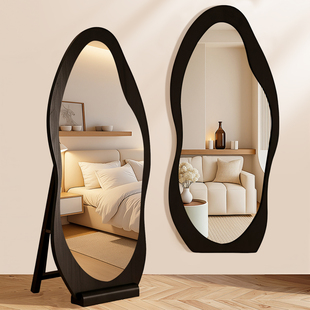 日本异形镜子全身镜落地镜家用穿衣镜壁挂客厅一体靠墙女生试衣镜