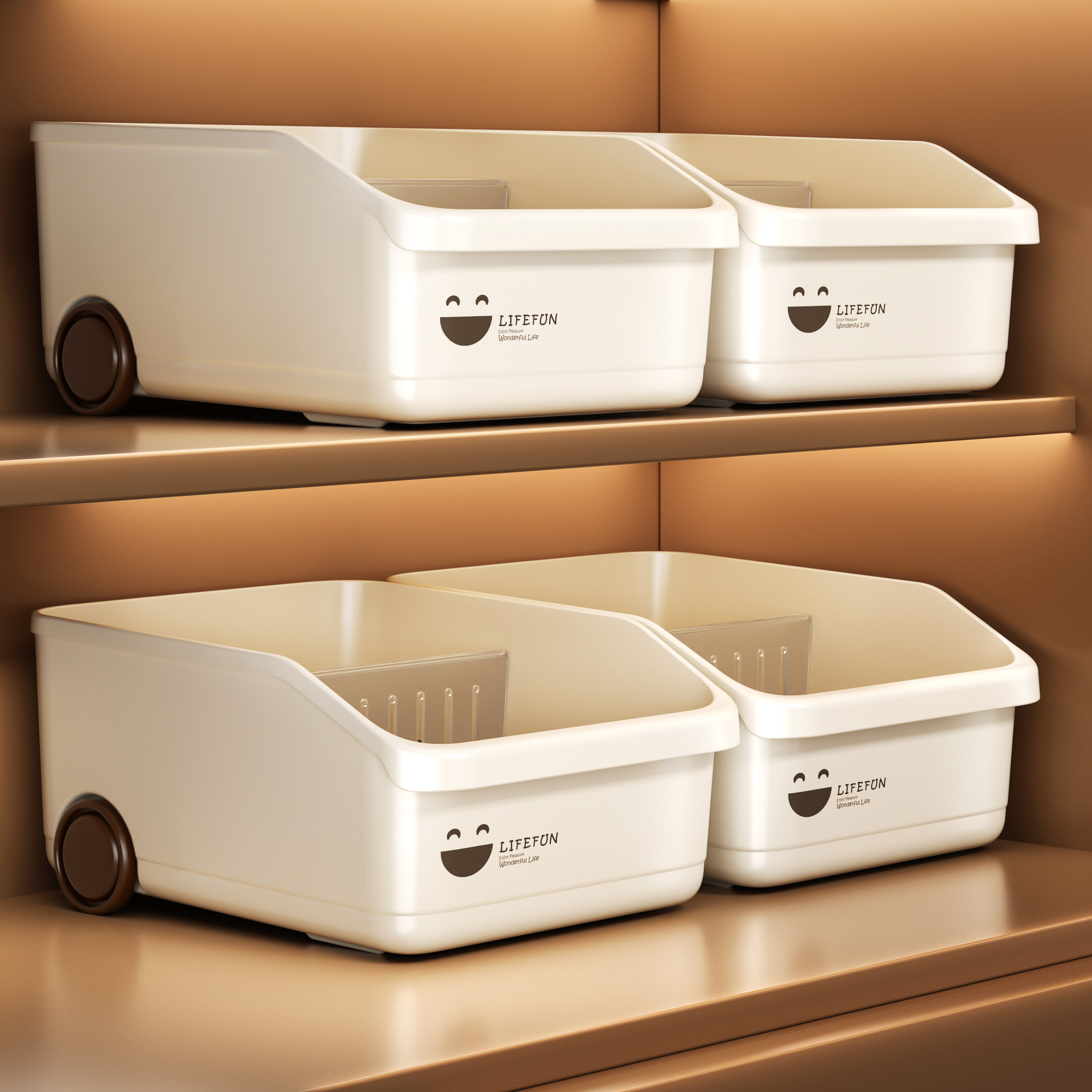 日本厨房收纳盒带轮橱柜分格整理盒调味料锅具储物盒下水槽杂物盒,收纳整理,桌面收纳盒,淘宝优惠券,粉丝福利购,淘宝优惠卷