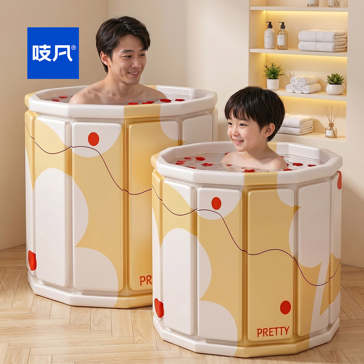日本折叠泡澡桶大人儿童