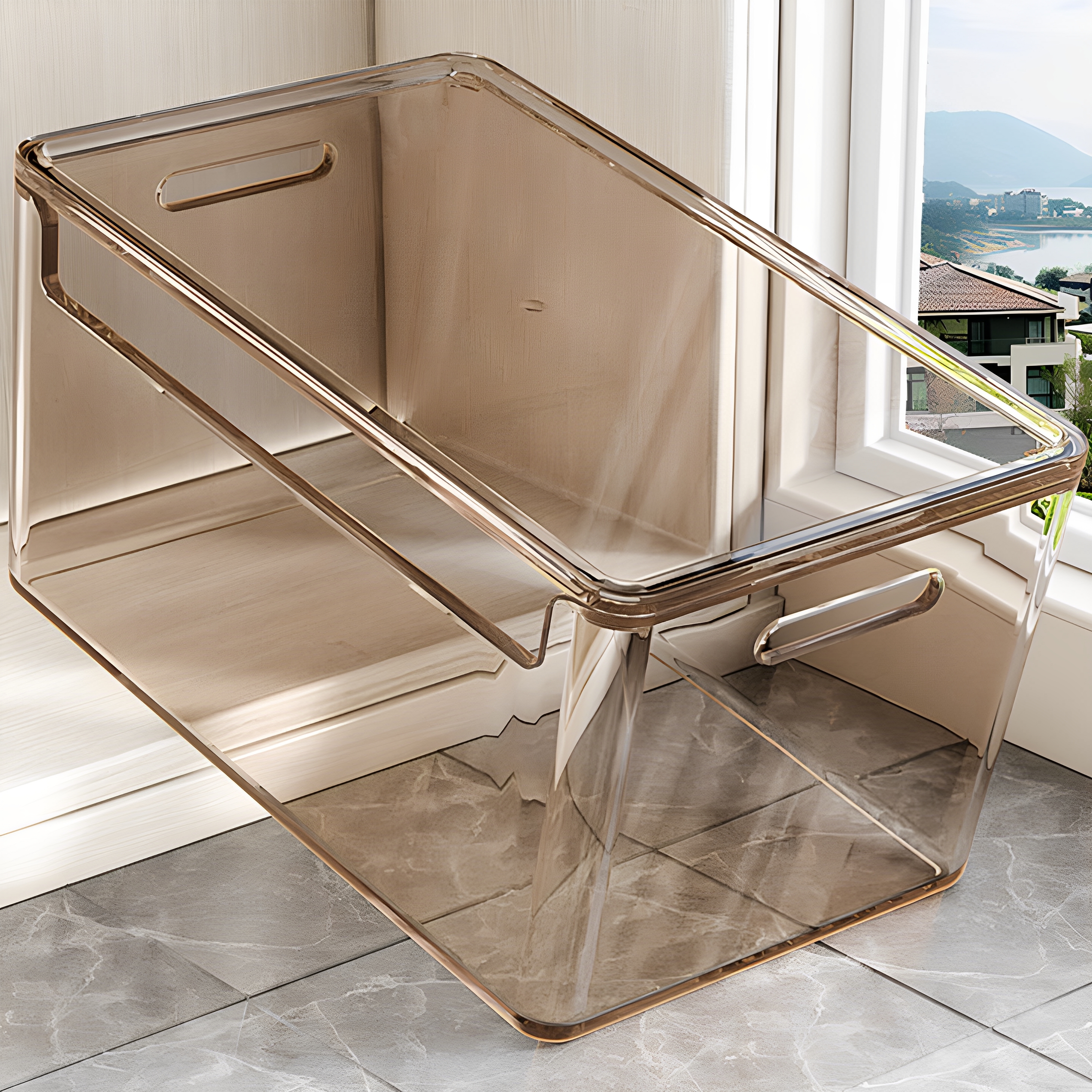 透明加厚收纳箱化妆品零食仿亚克力整理盒桌面厨房橱柜杂物收纳筐