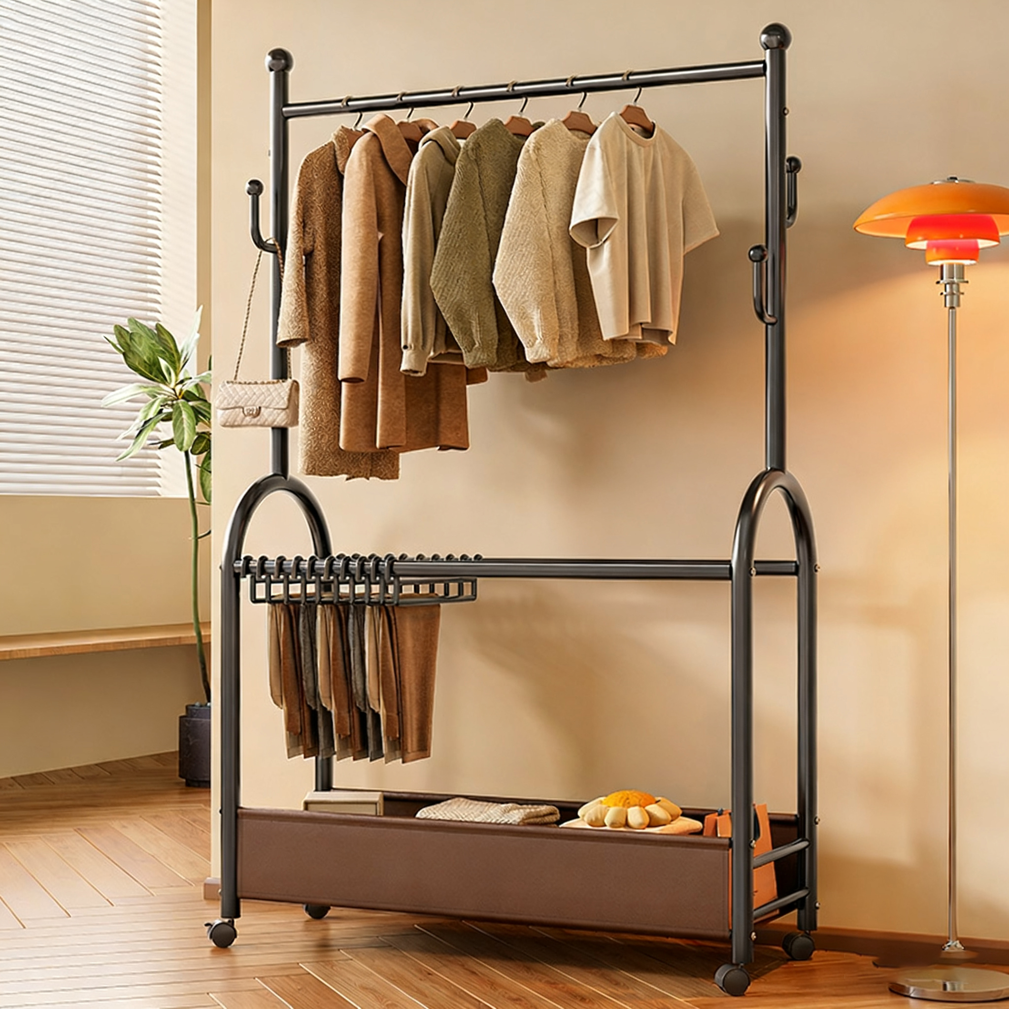 日本衣架卧室落地晾衣架家用