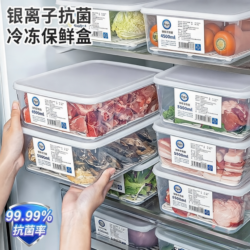 日本冰箱冷冻收纳盒保鲜盒食品级