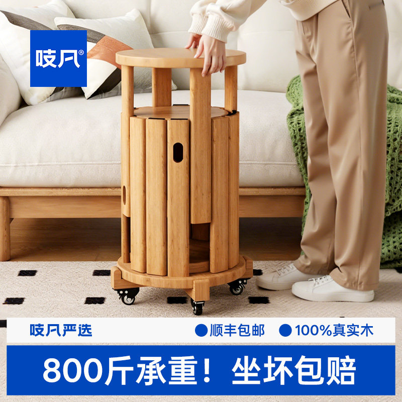 日本实木凳子可叠放圆凳家用