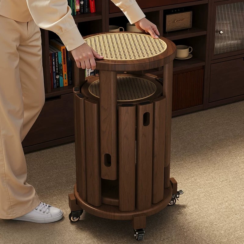 日本实木堆叠凳子家用可叠放的加厚耐用高圆凳叠叠乐餐桌椅子板凳