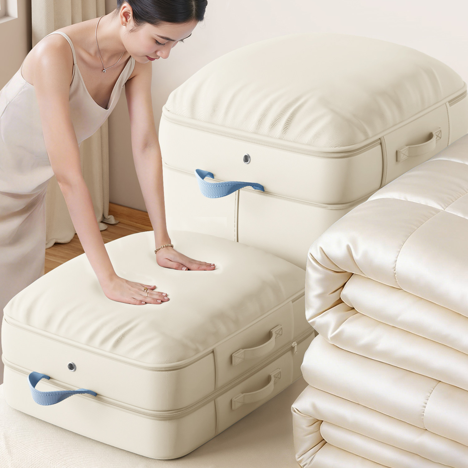 日本被子收纳袋羽绒服压缩专用收纳袋大容量棉衣服整理搬家布袋子