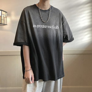 水洗做旧渐变字母印花短袖男 814-1-T2324-P48 65（棉）图片