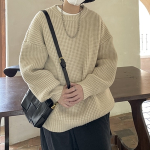 华夫格毛衣圆领针织衫男女 814-1-M408-P68 (聚酯纤维)图片