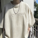原创潮麂皮绒短袖立体压印字母T恤男女814-1-T416-P48，男装T恤，星座814-1