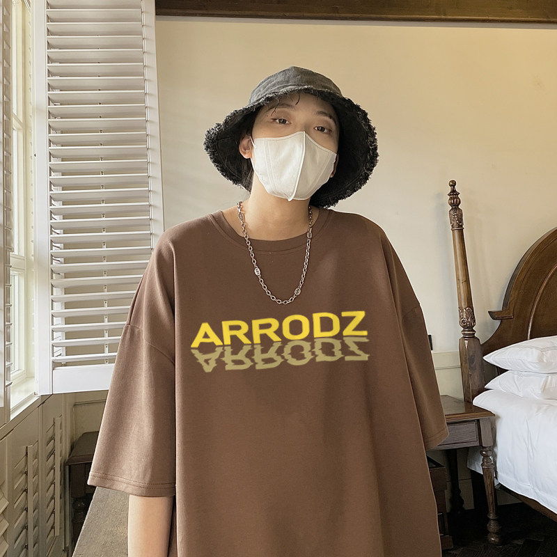 美式设计感模糊倒影字母印花休闲短袖T恤男女814-1-T042-P28,男装T恤,星座814-1