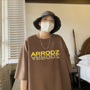 美式设计感模糊倒影字母印花休闲短袖T恤男女 814-1-T042-P28图片