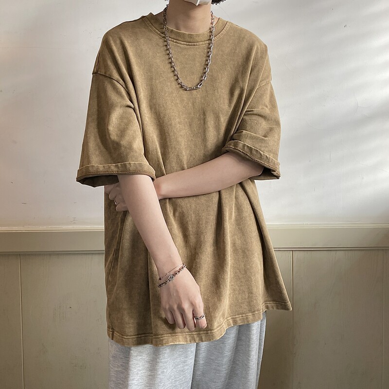 260G重磅水洗做旧纯色短袖814-1-T84-P4559,男装T恤,星座814-1