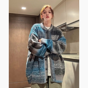 814-1-M369-P88 118 彩虹条纹开衫毛衣外套（80%腈纶20涤纶）图片