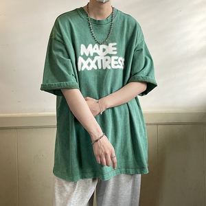 260克水洗做旧字母短袖T恤 814-1-T232-P48 控59 （棉）图片