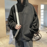 麂皮绒质感立体压印字母连帽卫衣潮男女814-1-WY2010-P7088，男装卫衣，星座814-1