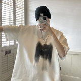 设计感涂鸦印花短袖男夏季美式高街ins潮牌重磅T恤百搭小众五分袖，男装T恤，星座814-1