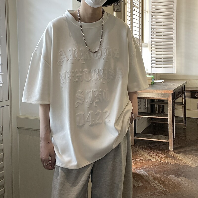潮立体发泡字母印花美式短袖T恤男女814-1-T417-P38(棉,男装T恤,星座814-1
