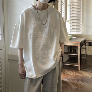 潮立体发泡字母印花美式短袖T恤男女 814-1-T417-P38 (棉图片
