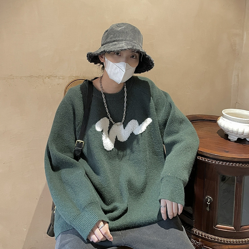 线条毛巾绣毛衣针织衫814-1-M774-P6889（聚酯纤维）,男装针织衫/毛衣,星座814-1