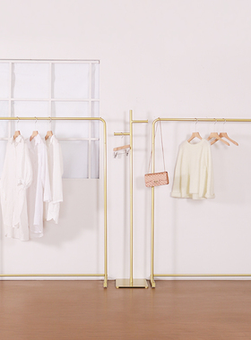服装店展示架金色服装架女装店货架落地式挂衣架衣服架子铁艺简约