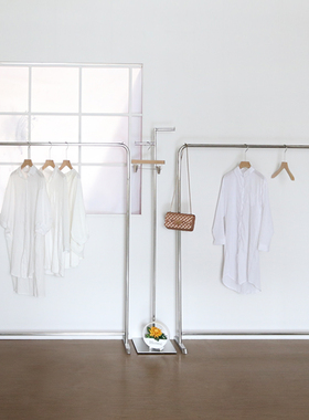 女服装店展示架落地式服架子不锈钢拉丝银色陈列架挂衣架女装货架